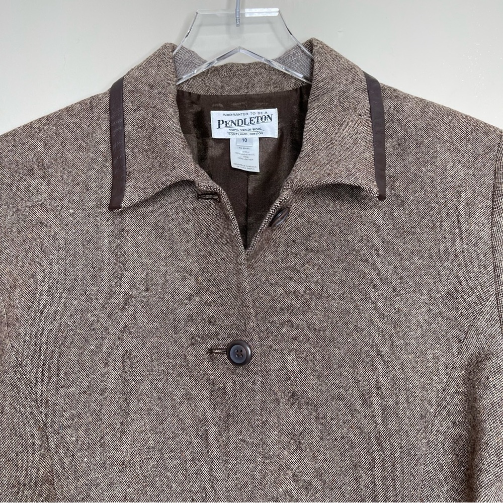 Pendleton Brown Wool And Leather Blazer - image 3